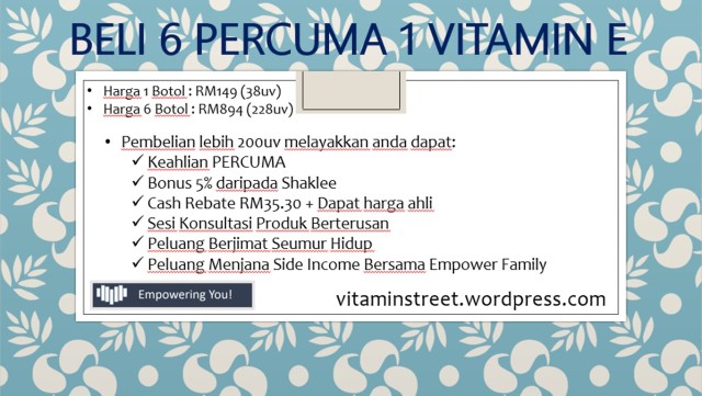 Beli 6 Percuma 1 Vitamin E June 2014